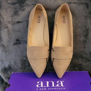 New Item - a.n.a Womens Glen Flats Slip-on Pointed - Beige - Size 8.5 M